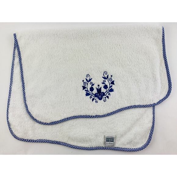 Blue White Towel Orris And Orris 50x27 Made in Turkey Flower 100% Cotton Checker - Picture 1 of 8
